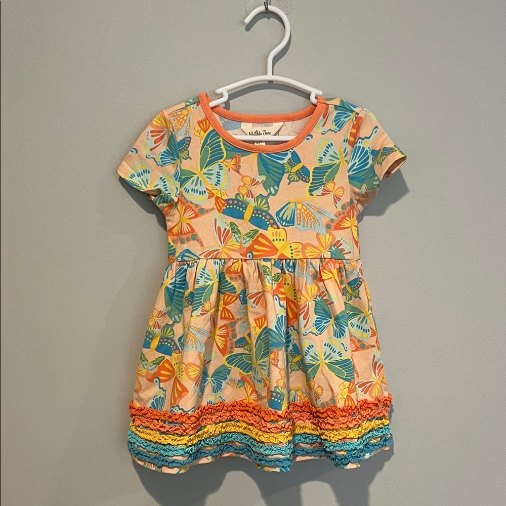 Matilda Jane Peach Butterfly Ruffle Hem Dress